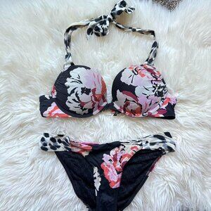 Vintage 2010 Victoria’s Secret black & pink Floral Bombshell bikini set